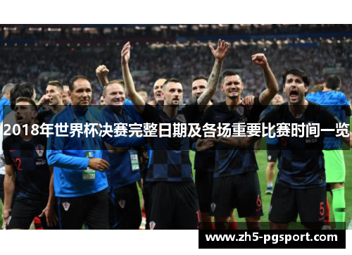 2018年世界杯决赛完整日期及各场重要比赛时间一览